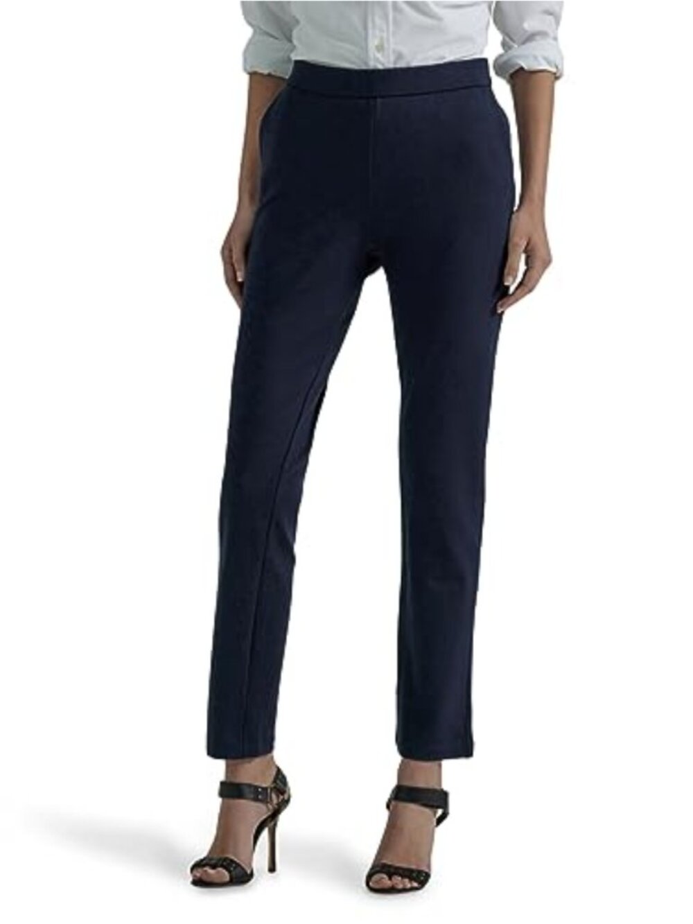 Womens Petite Ultra Lux Mid Rise Slim Fit Ankle Pants Skinny Leg Side Zip
